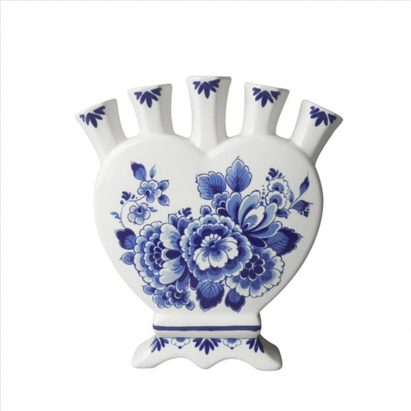 Delfts Blue Vase: Vase Heart-shaped tulip windmill and flower