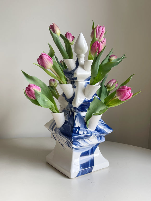 Delfts Blue Vase - Vase Tripartite Tulip